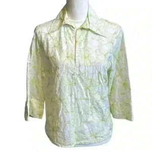 Women’s Tori Richard Honolulu Embroidered Hibiscus 3/4 Sleeves Tunic, Size 12